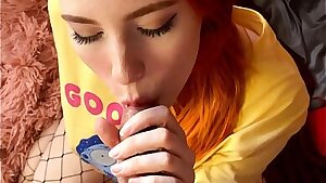 Oral Creampie, Sperm on Tits - POV (Vertical Video)  MollyRedWolf