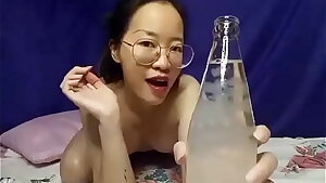 Lovely girl swallowing water at home