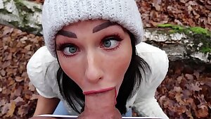 Freckled Teen Fellates & SWALLOWS in the Woods - Shaiden Rogue