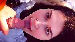 Risky sucking a stranger in a public park and swallowing hot jizz
