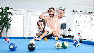 Step Siblings Play Pool and Whoever Wins Doesn't Have to Clean for A Month - Fuckanytime